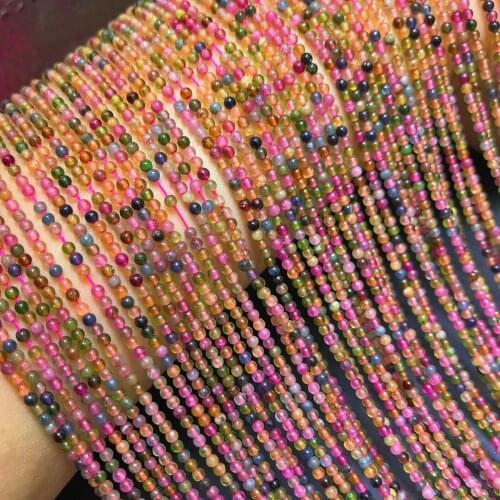 Loose beads multicolor tourmaline round 2MM 3mm 15" for DIY jewelry making FPPJ wholesale beads nature gem stone