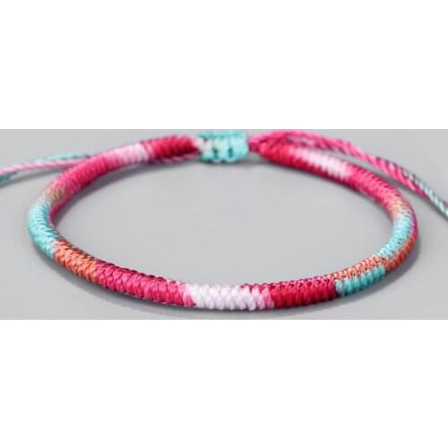 Tibetan Buddhist Handmade Knots Lucky Gradient Rope Bracelet For Women Men Buddhism braided Healing Chakra Jewelry Yoga Bangle