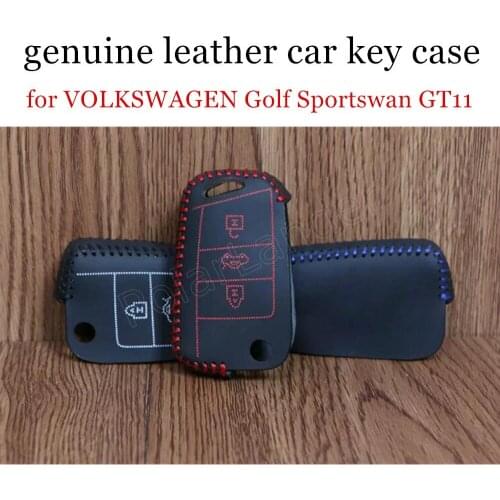 Only Red cheap price fit for VOLKSWAGEN Golf Sportswan GT11 Sewing Leather Car Key Cover Hand Sewing Key Case