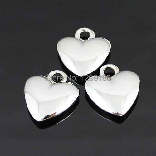 Bright Silver Heart Charms Beads Metal Alloy Pendant DIY-accessories (20pcs/lot) (K00157)
