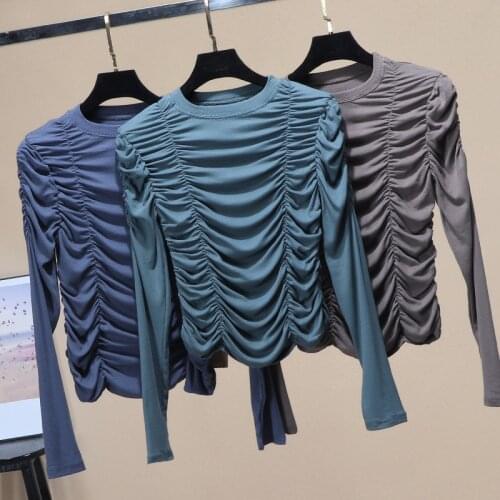 2021 New-Coming Stirring O-Neck Full Sleeve T-shirt Women Spring Autumn All-Match Slim Skinny Tees Casual Solid Pullovers Mh1221