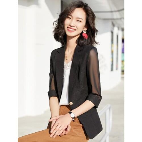 2020 New Summer Fashion Business Interview Suits Women Work Office Ladies Half Sleeve Casual Blazer And Coat