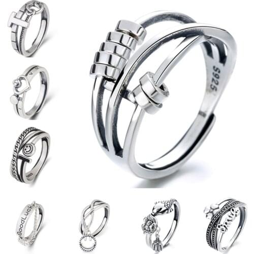 New Pattern 925 Sterling Silver Fashion Creative Ring Be Adjusted Size Various Styles Punk Hip Hop Womens Trend Jewelry Gift