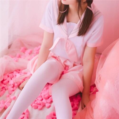 1 set JK Uniform Summer Sailor Clothes Tops & Skirt Suit Student College Style Daily Outdoor Cosplay Costume for Girl Gift