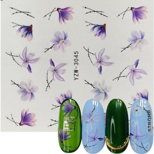 1 Sheet Daisy Lavender Water Transfer Sticker For Nail Design Flower Leaf Slider Foil Tip Nail Art Decor Charm Manicure