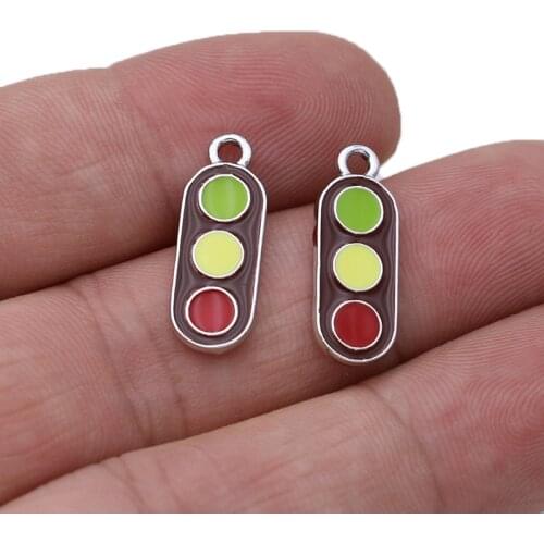 10PCS Enamel Traffic Light Charm Pendant Jewelry Making Bracelet Necklace DIY Earrings Accessories Craft