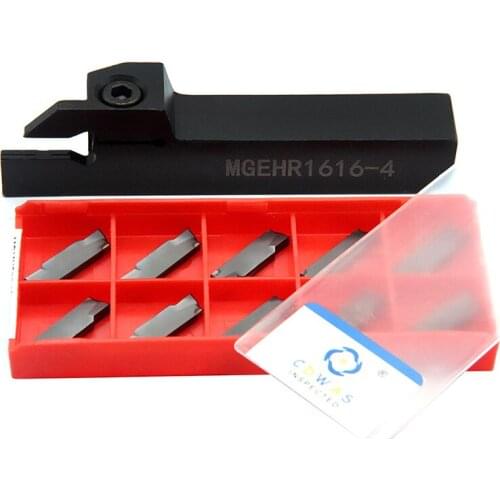 10PCS MGMN400 PC9030 High quality Carbide Inserts + 1PC MGEHR1616 4 Right Grooving Tool Holder Parting Plate CNC Lathe Tool Set