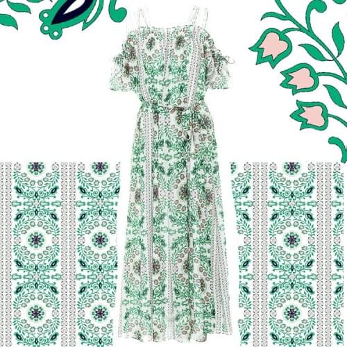 145cm wide digital printing fabric summer shirt dress polyester fabric meter plant printing fabric wholesale cloth