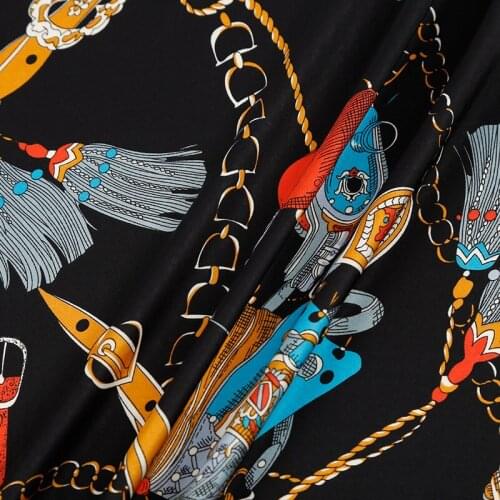 150cm Width Stretch Chiffon Fabric Satin Printed Fabric Chiffon Printed Cloth for DIY Clothing Dress Hanfu