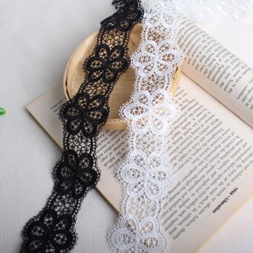 7Yards 5cm black white water soluble lace trim fabric DIY household clothing art dress skirt tablecloth decoration accessories