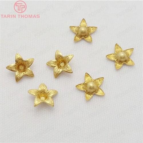 200PCS 7MM Not plated color Brass Small Flower Beads Caps Diy Jewelry Findings Jewelry Accessories wholesale