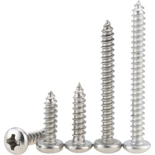 50PCS M2.2*4-22 4.5 5 5.5 6.5 8 10 13 16 20 Small 304 Stainless Steel Cross Phillips Pan Round Head Self Tapping Screw M2.2x4