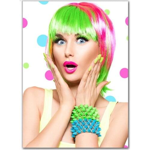 5D Diamond painting Colorful hair makeup beauty Painting Calligraphy Poster diamond embroidery mosaic kit 5d art needlework E597