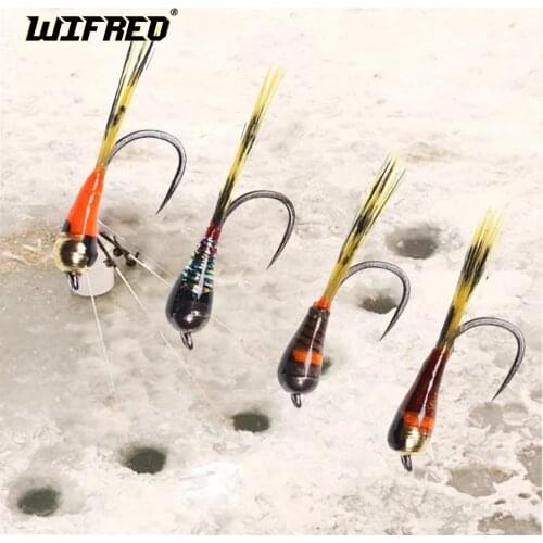 8pcs Tungsten Perdigon Nymph Fly Ice Fishing Lures Artificial Fast Sinking Brassbeads Fishing Flies For Trout Winter Fishing