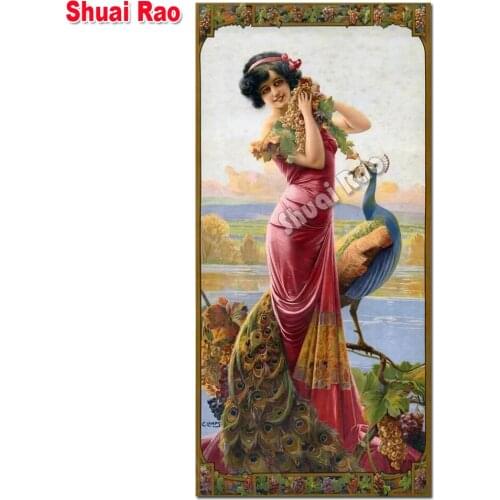 Diy diamond embroidery vintage woman 5d cross stitch diamond mosaic set diamond painting full square round 3d Europe beauty