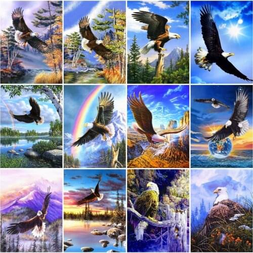 AZQSD 5D Diamond Painting Eagle Cross Stitch Kits Diamond Embroidery Animal Mosaic Rhinestones Handmade Home Decoration
