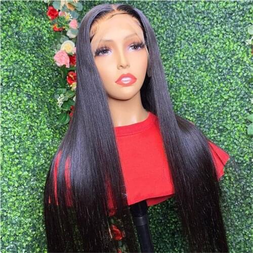 Glueless Synthetic Lace Front Wig Silky Straight Middle Part for Women High Tempreture Replacement Lace Wig with Baby Hair