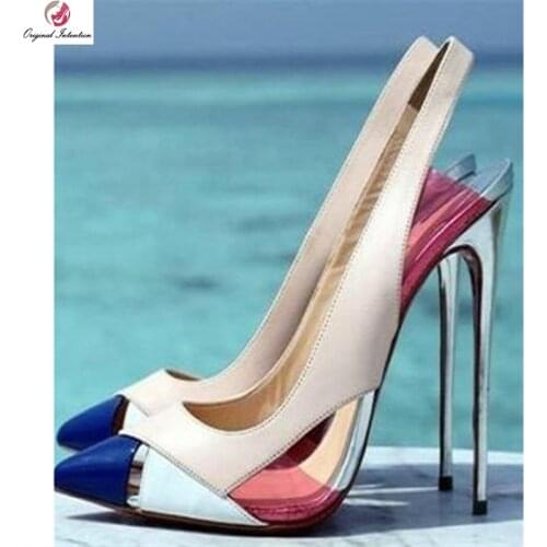 Original Intention Stylish Sandals Slingbacks Pointed Toe Sweet Thin High Heels Sandals Fashion Shoes Woman Plus Size 4-15