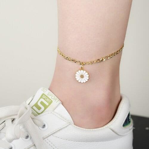Daisy Anklet Sun Flower Anklets For Women Yellow Chrysanthemum Inlaid Creative Female Accessories Anklet Jewelry For Girl Gifts
