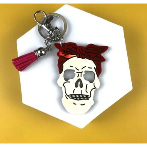 Halloween Skeleton Keychain Epoxy Resin Mold Shiny Glossy Skull Face Pendant Silicone Mould DIY Crafts Jewelry Necklace Casting