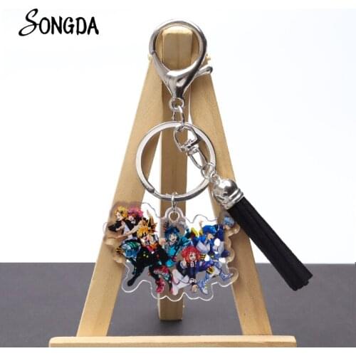 Anime My Hero Academia Pendant Keychain Tassel Acrylic Keyrings Cartoon Character Cosplay Two-sided Key Chain Wholesale Jewelry