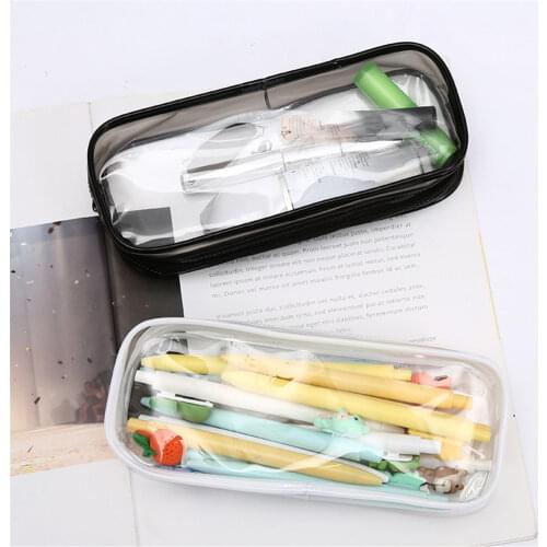 1pc PVC Zipper Pencil Case Student Stationery INS Travel Portable Toiletry Makeup Storage Bag Storage Pouch Organizer
