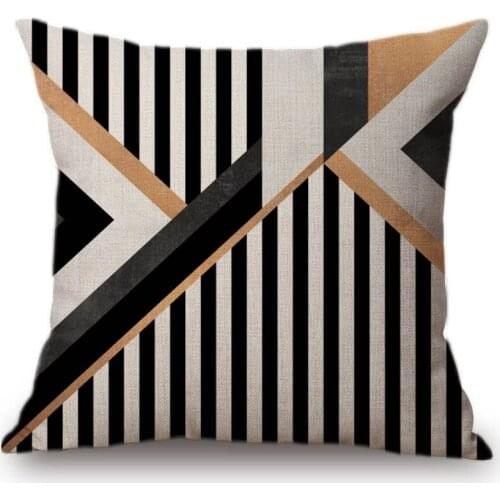 Nordic Geometrics Stripes Combination Decorative Throw Pillow Cover Fashion Cotton Linen Concise Car Pillow Sofa Cushion 45x45cm