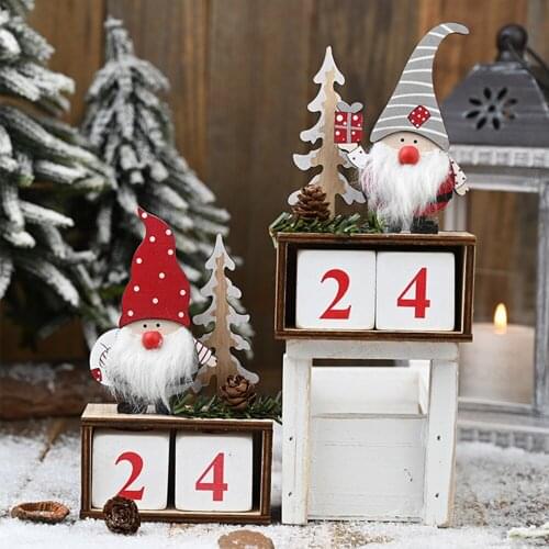Wooden Santa Claus Pinecone Calendar Christmas Wooden Calendar Christmas Gift New Year Countdown Calendar Merry Christmas