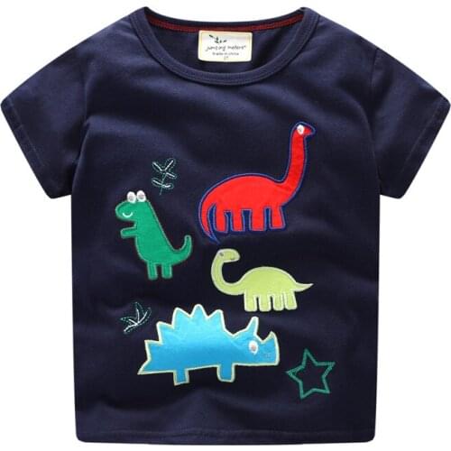 Jumping Meters New Arrival Animals Embroidery Childrens T shirt Cute Boys Girls Tees Tops Kids Clothing Toddler Costume