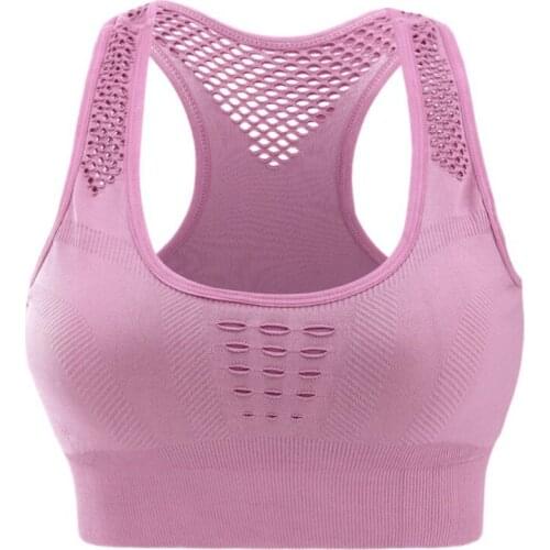 Women Sports Bra Sexy Lingerie Push-up U-neck No Rim Vest Bra Tops Hollow Shockproof Breathable Underwear Plus Size