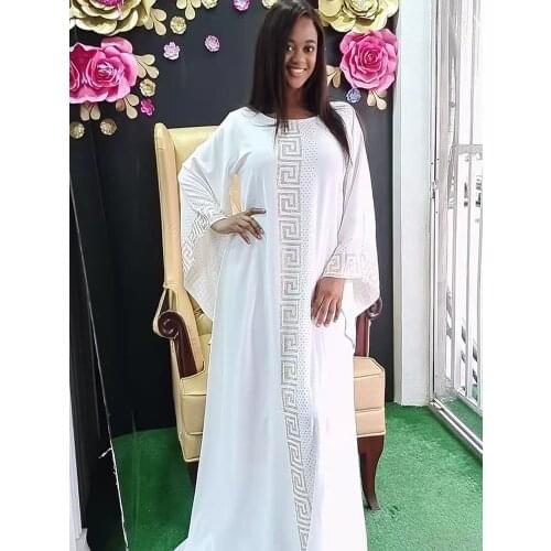 Elegant Fashion African Dresses Flare Sleeve Diamonds Islamic Clothing Abaya Muslim Robe Women Long Maxi Party Dress Vestidos