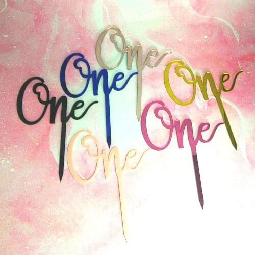 Letter One Baby Girl Baby Boy Cake Topper Number 0-9 Digit Cupcake Toppers Flags 1st Happy Birthday Baby Shower Party Decoration