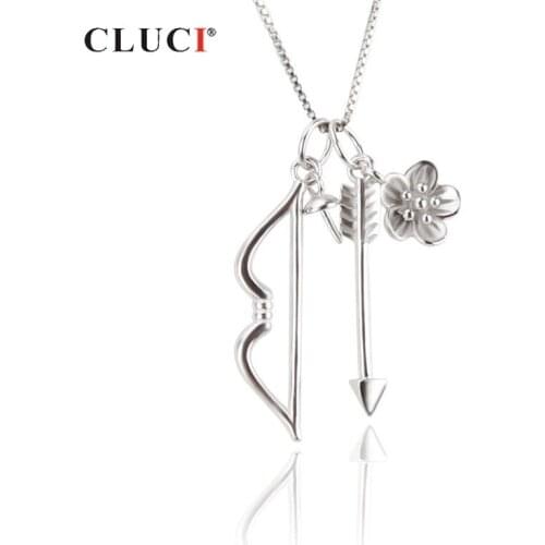 CLUCI Silver 925 Cupids Bow and Arrow Pendant for Necklace Sterling Silver Women Valentine Day Gift Pendant Jewelry SP284SB