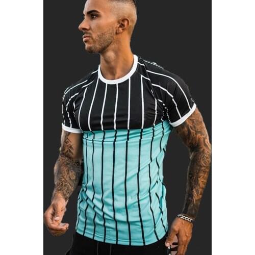 Summer T-shirts Men Stripe Short Sleeve High Quality Clothing Hip Hop Male Tshirt Homme Brand Tops Tees Casual T Shirt Men