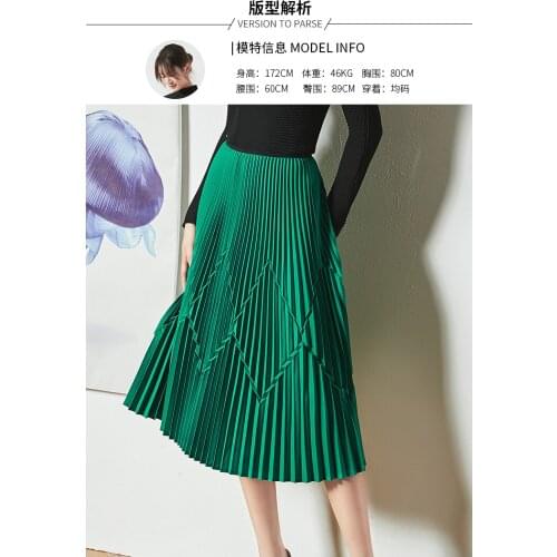 HOT SELLING Miyake Fashion pleats pure color Unique diamond pleated skirt IN STOCK