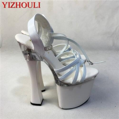 Sales champion the new package with simulation skin white thick with sandals 18 cm high heels Dance Shoes