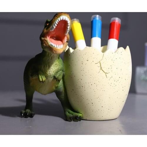 Cute Cartoon Pen Holder Office Desk Creative Dinosaur Egg Ornament Makeup Brush Bucket Student Desktop Stationery Storage Box