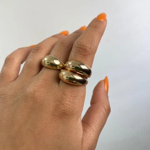 Minimalist Gold Color Chunky Rings Trendy Geometric Round Circle Rings for Women Thick Gold Stack Rings Female Wedding Jewelry