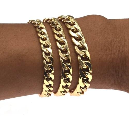 Mens Bracelet Chain Polished Gold Chains Bracelet for Men Women Cuban Link Unisex Wrist Jewellery Gifts