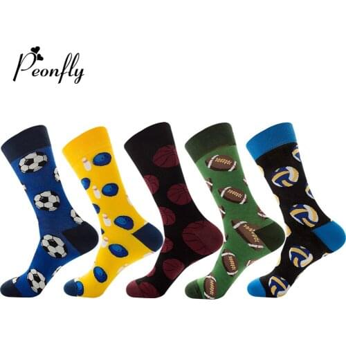Peonfly Pair 1 Fashion Skateboard Happy Funny Ball Hip Hop Cotton Breathable Meias Calcetines Harajuku Socks Men