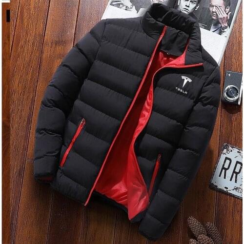 2021 New Autumn Winter Thickened Tesla Sports Jacket Men Zipper Cardigan Casual Coat Warm Cotton-Padded Jacket