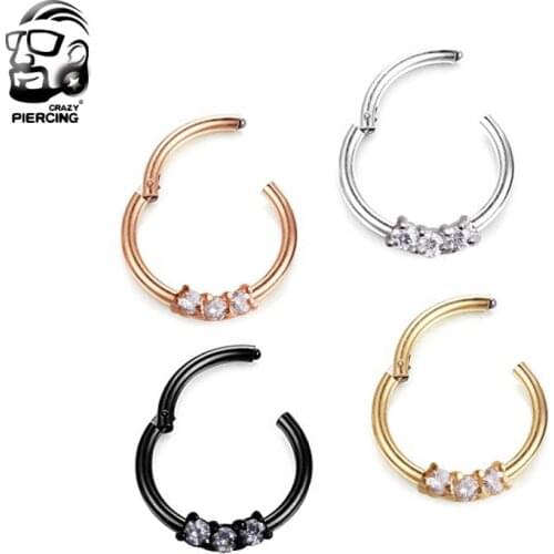 New Produc Fashion Septum 316L Surgical Steel Hinged Segment Ring Nose Ring Piercing Body Septum Clip Hoop Jewelry