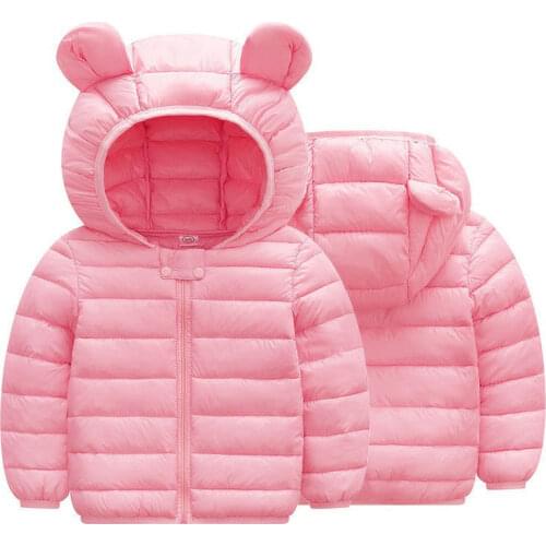 1-6 Years Autumn Winter Cotton Hooded Children Down Jackets For Girls Candy Color Warm Kids Down Coats Boys Outerwear Clothes