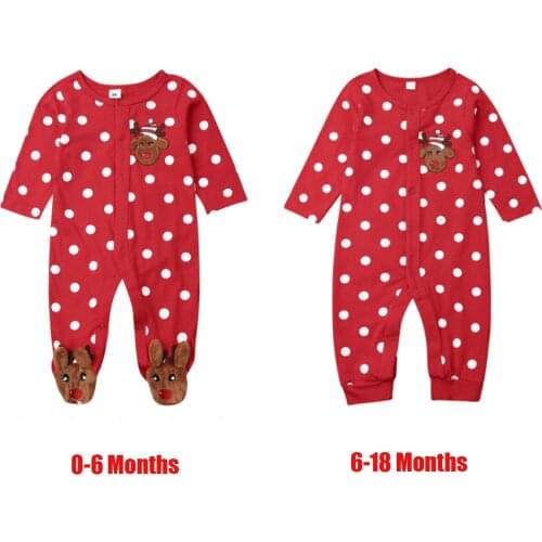Citgeett Fall Autumn Newborn Baby Boy Girl Xmas Deer Romper Jumpsuit Overalls Warm Outfits Polka Dot Christmas Clothes