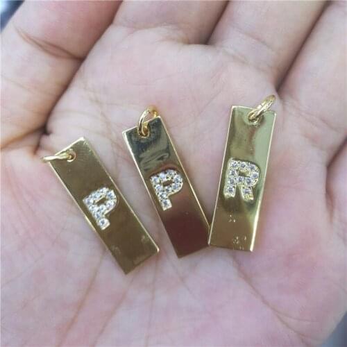 Rectangle Shape Alphabet A to Z Letters Pendant for Necklace Making