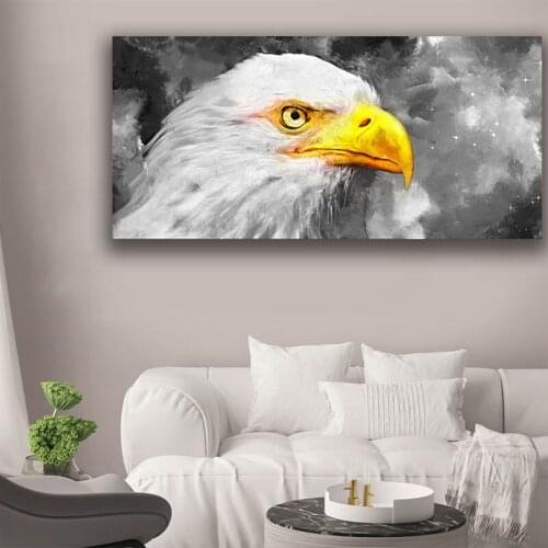 SELFLESSLY ART Eagle Modern Canvas Painting Abstract Animal Pictures Black White Background Living-Room-Decor Wall Art Posters