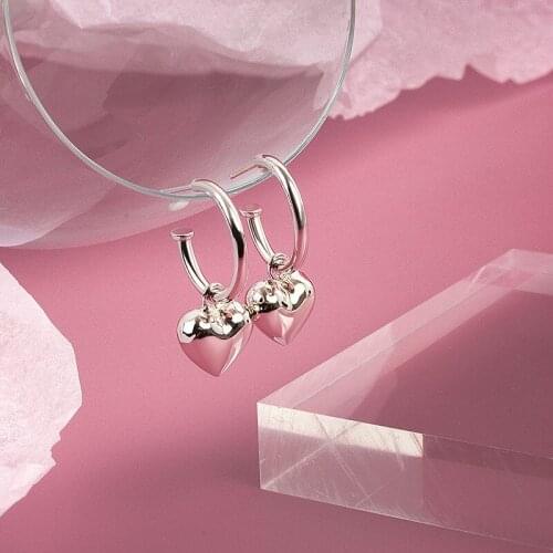 S925 Sterling Silver Love Earrings Female Friendship Heart Pendants Circle Hooks Temperament Light Luxury Drop Earrings Jewelry