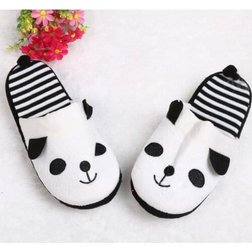 Lovely Cartoon Panda Womens Casual Slippers Winter Warm Coral Velvet Slides Indoor Flat Soft Slippers Shoes Mules Shoes FN60