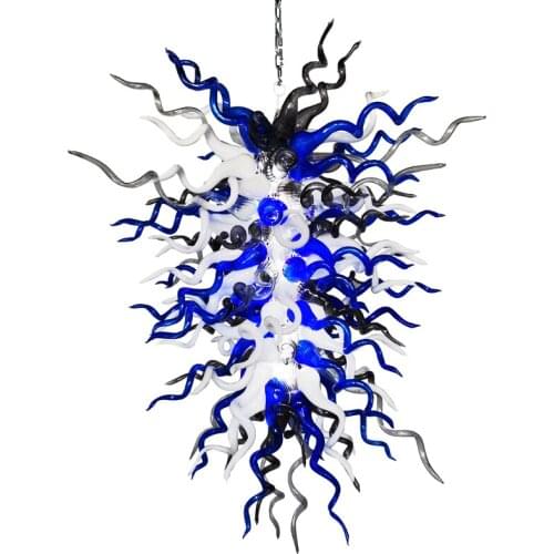 Nodic Style Multi Blue Chandelier LED Hand Blown Glass Chandelier Light Fixtures 60inch Large Light for Home Hotel