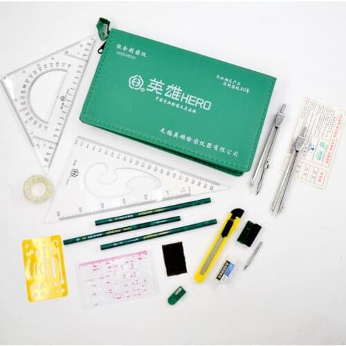 Hero Compass Triangle Ruler Pencil Hero Drawing Sketch Tools Set for Construction Architect Engineering Hero Drawing Toolkit